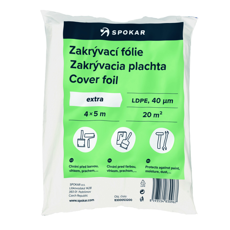 Spokar Hobby zakrývací fólie na malování, 40 µ, 20 m², 4 × 5 m