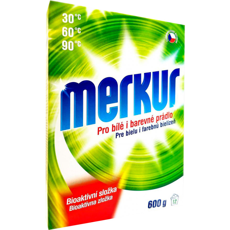 Merkur pro bílé i barevné prádlo, univerzální prací prášek, 600 g
