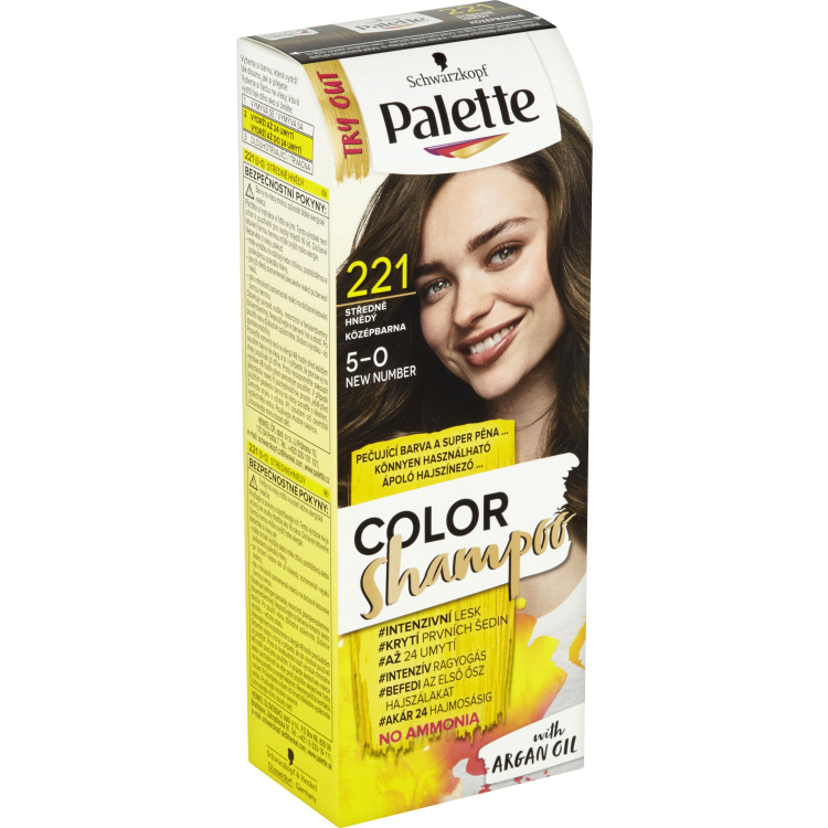 Schwarzkopf Palette Color Shampoo barva na vlasy 221 středně hnědá, 50 ml