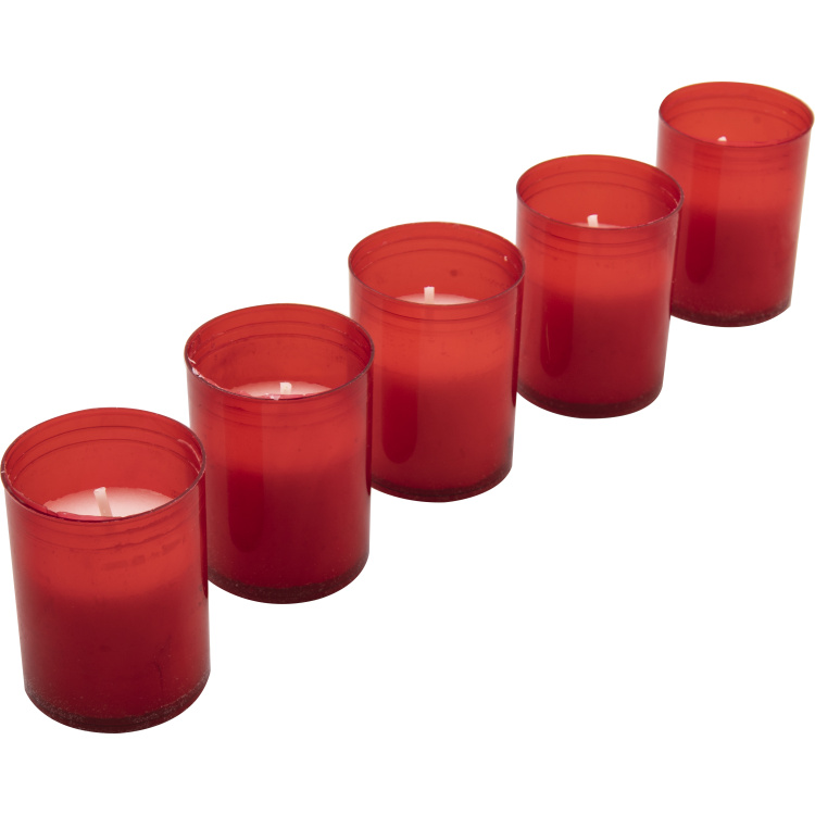 Bispol hřbitovní svíčka malá bez krytu, červená, 5 ks