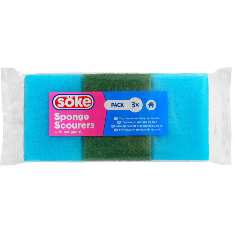 Spontex Economic houbička na nádobí, tvarovaná, 3 ks