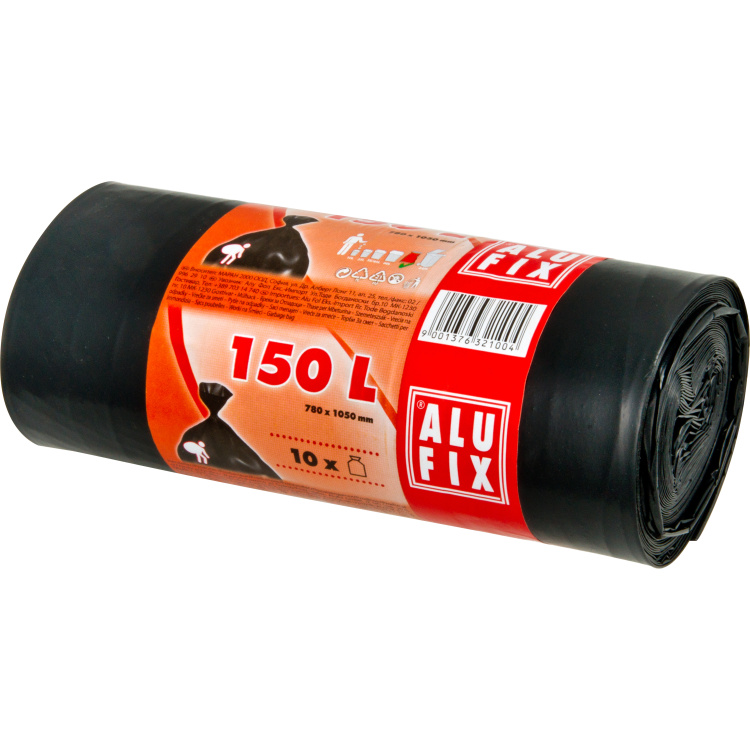 Alufix pytle na odpad, 34 µ, 78 × 105 cm, 150 l, 10 ks