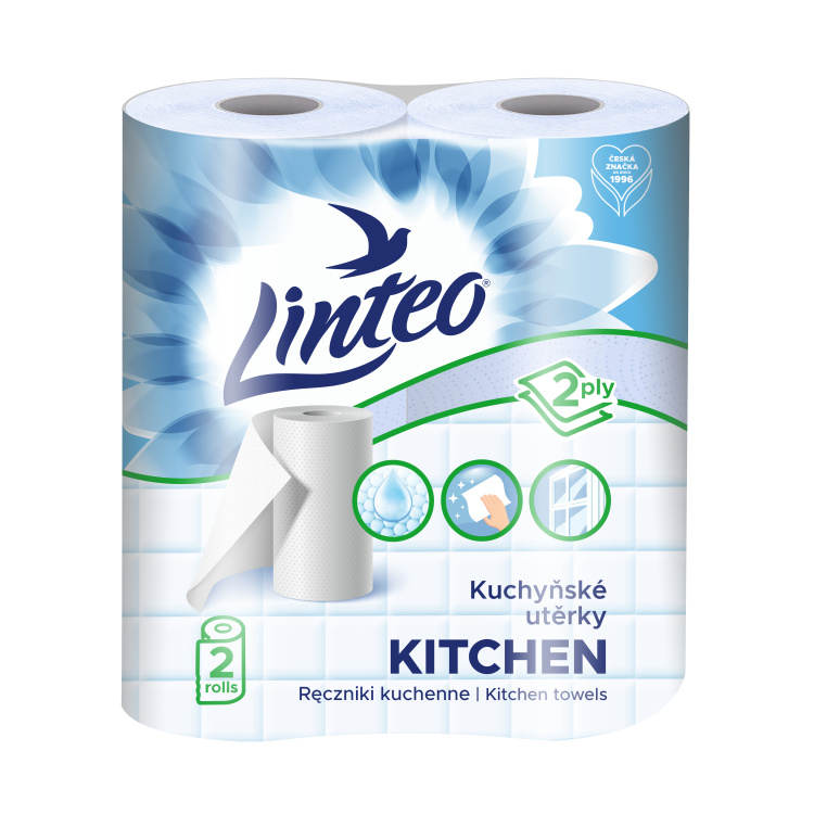 Linteo 2vrstvé kuchyňské papírové utěrky, 2× 10 m, 2 role