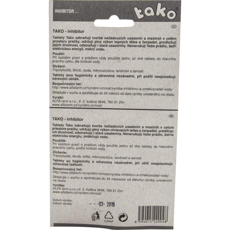Tako Extra odstraňovač vodního kamene 19 ks, 120 g