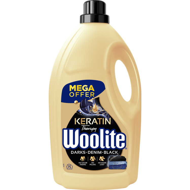 Woolite Keratin Therapy Darks Denim Black prací gel, 4,5 l, 75 dávek