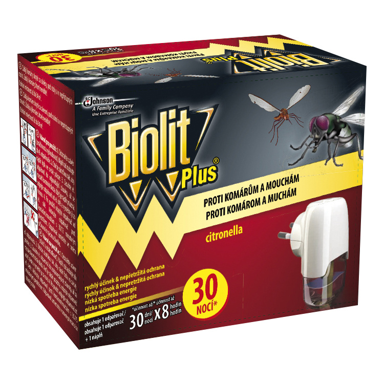 Biolit Plus Elektrický odpařovač citron proti komárům a mouchám, 30 nocí, 1 + 31 ml