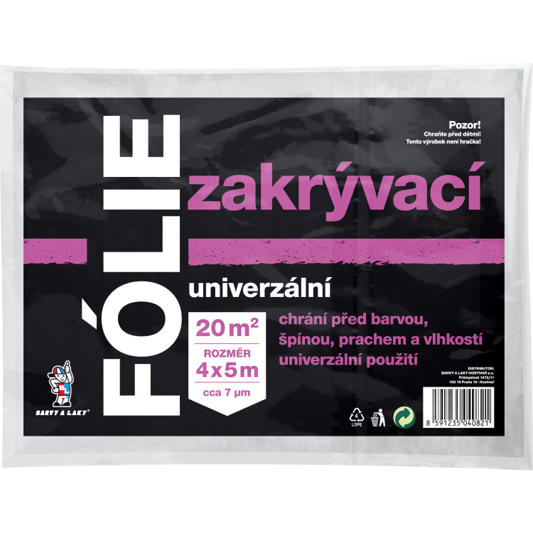 BALTOOL univerzální zakrývací fólie, 7 µ, 20 m², 4 × 5 m