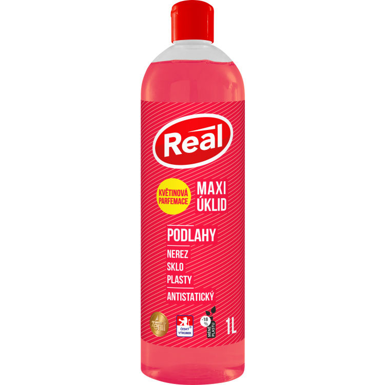 Real Maxi Úklid s květinovou parfemací čistič na podlahy nerez, sklo, plasty, antitatický, 1 l