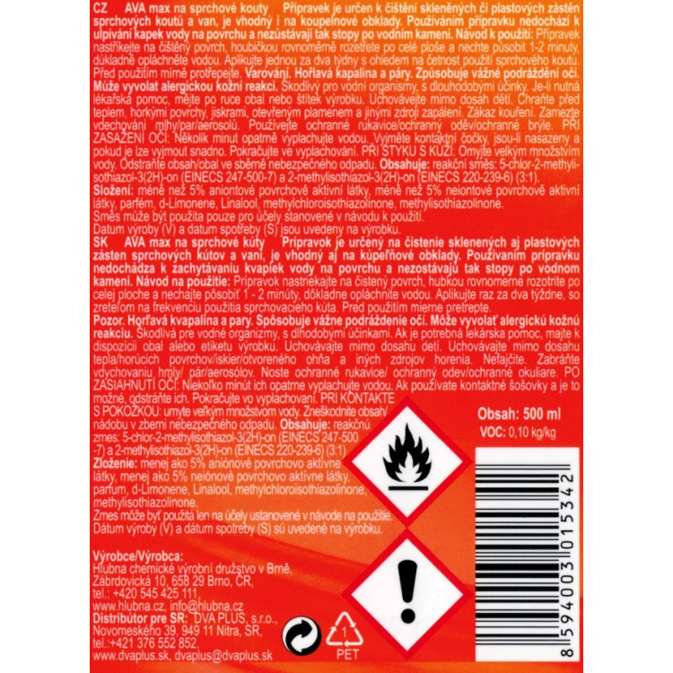 Hlubna Ava Max na sprchové kouty, rozprašovač, 500 ml