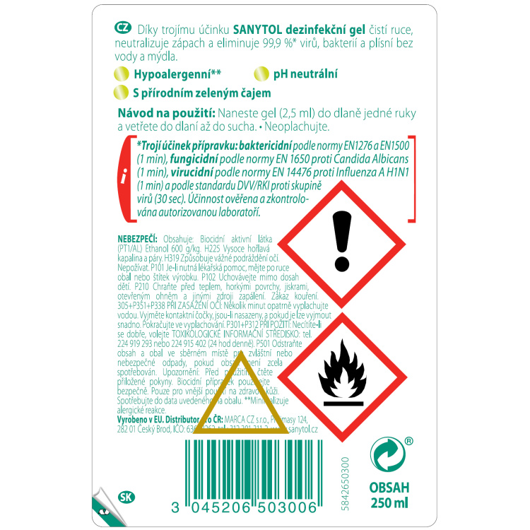 Sanytol gel na ruce, 250 ml