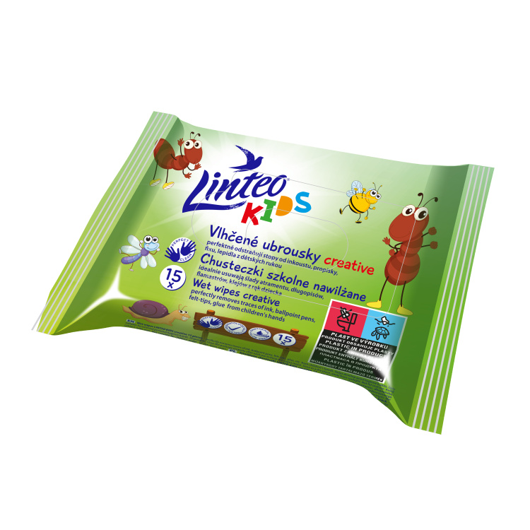 Linteo Kids Creative vlhčené ubrousky, 15 ks