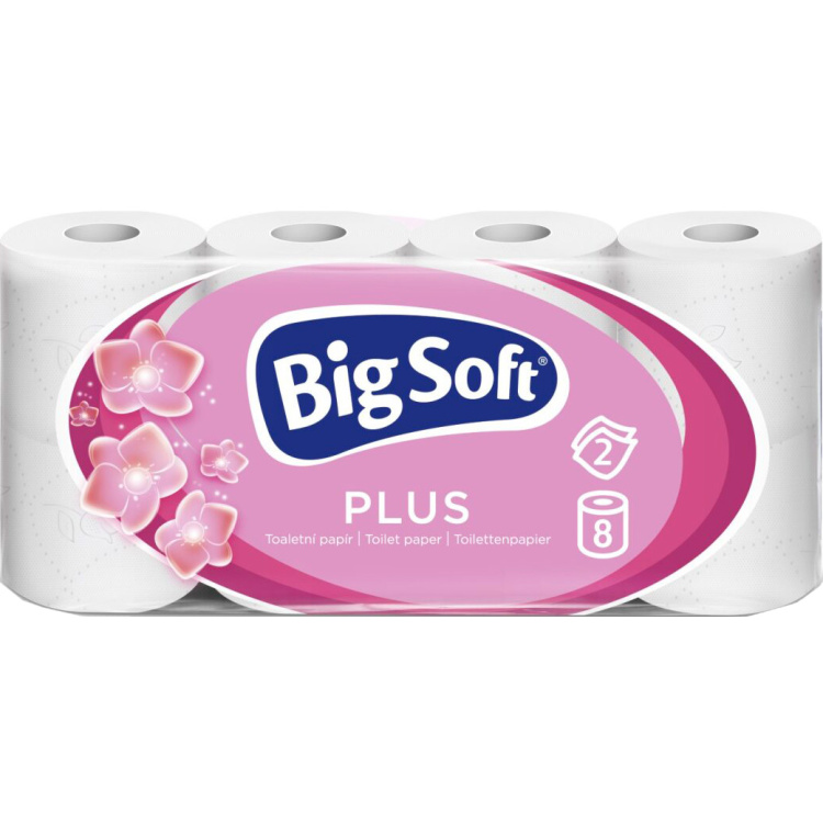 Big Soft Plus 2vrstvý toaletní papír, 8 rolí, 17,6 m role