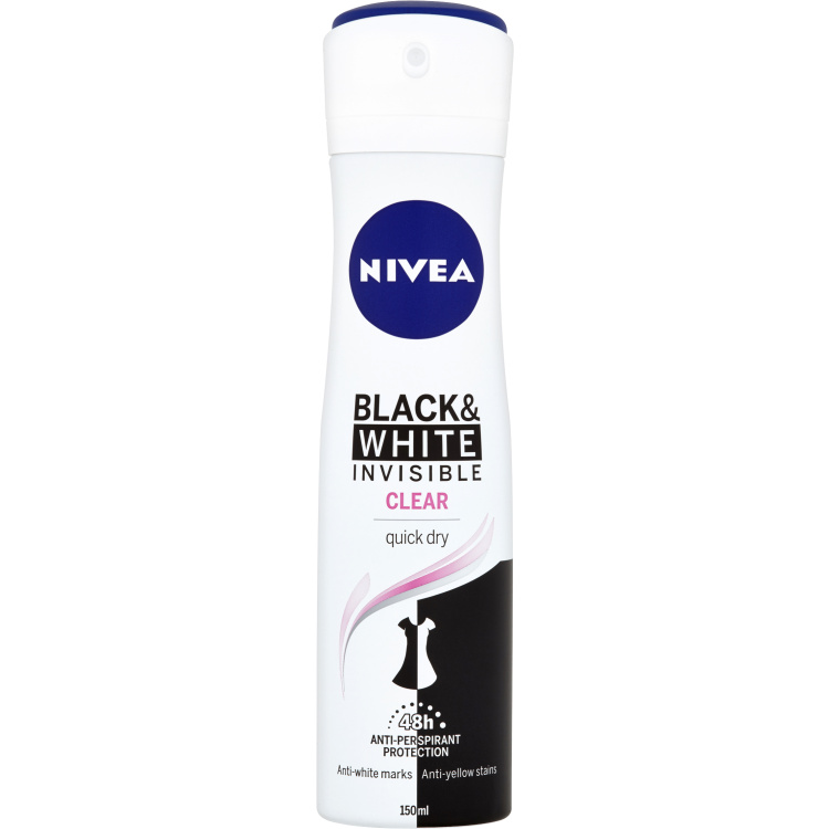 Nivea Black &amp; White Invisible Clear antiperspirant, 150 ml