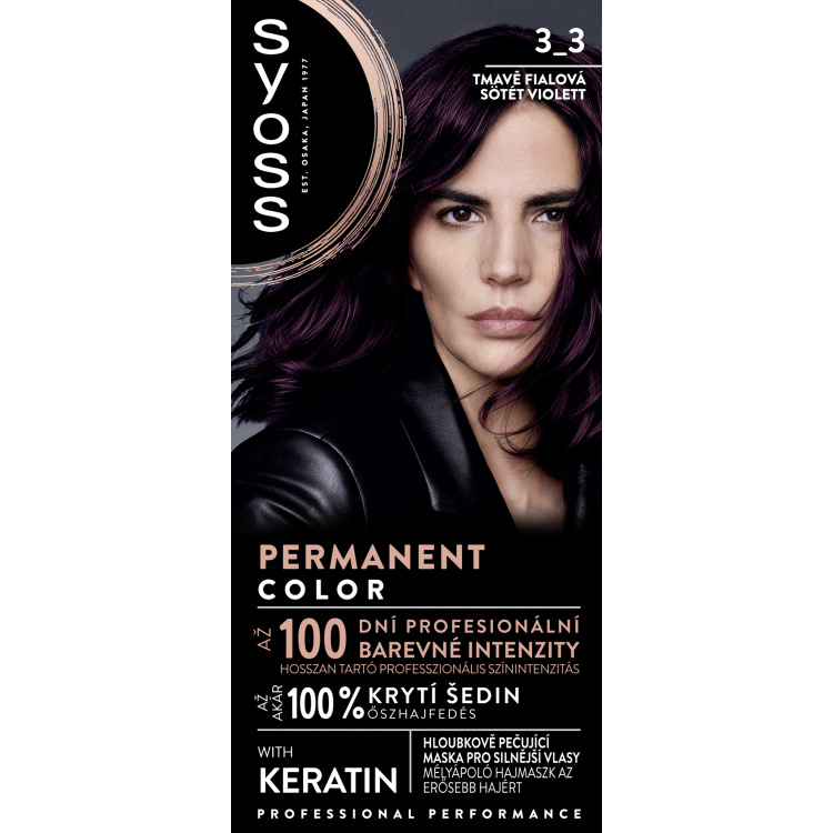 Syoss barva na vlasy, 3-3 tmavě fialový