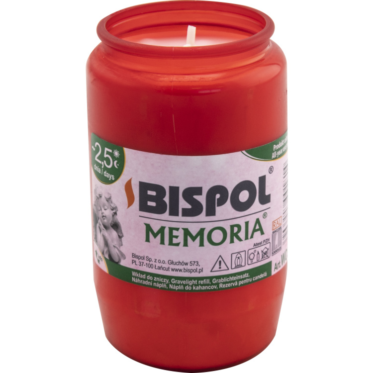 Bispol hřbitovní svíčka Memoria W03 olejová červená, 160 g