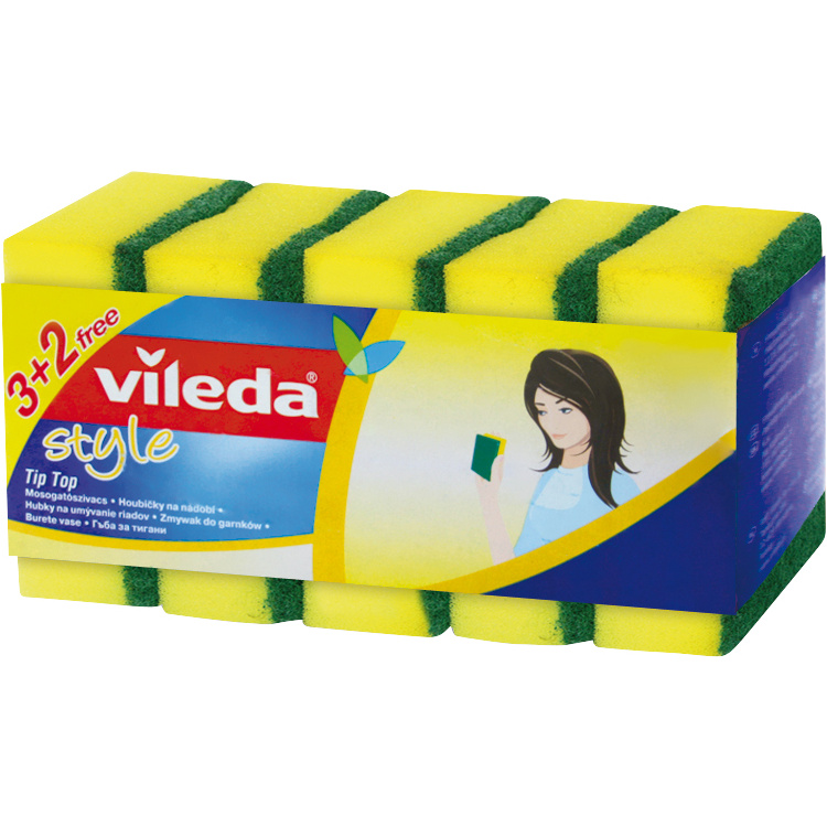 Vileda Style Tip Top, houbičky na nádobí, balení 3 + 2 ks ZDARMA