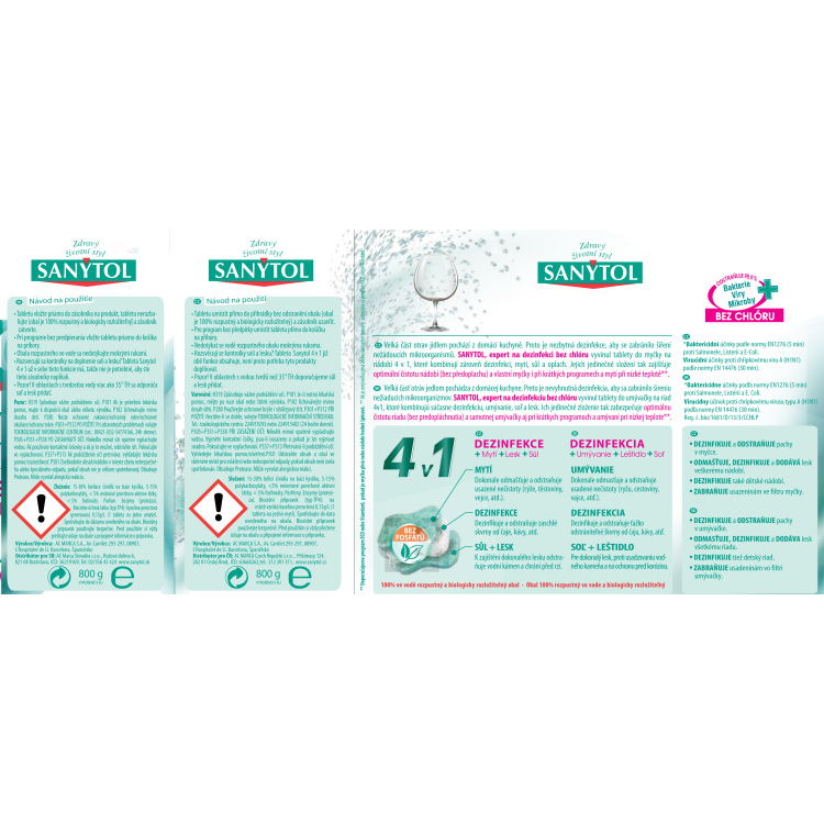 Sanytol tablety do myčky 4 v 1 s dezinfekcí, 40 ks