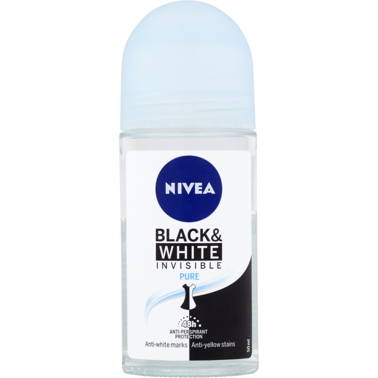 Nivea Black &amp; White Invisible Pure kuličkový antiperspirant, 50 ml