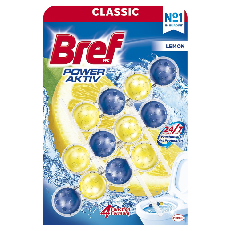 Bref WC Power Aktiv Lemon, WC kuličky, 3 × 50 g