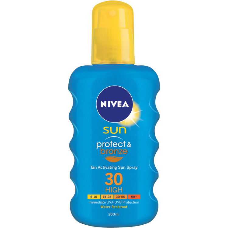 Nivea Sun Protect &amp; bronze OF 30 sprej na opalování podporující zhnědnutí, 200 ml