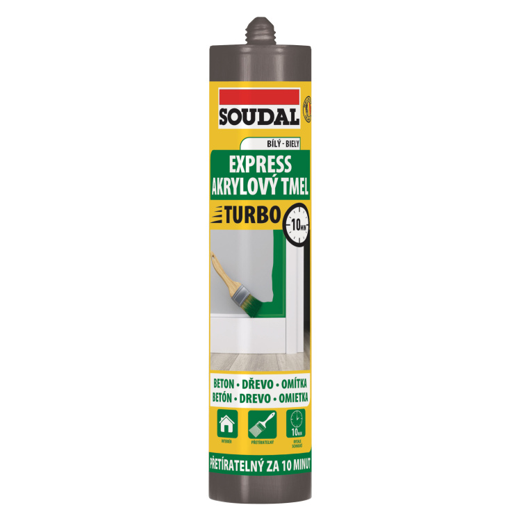Soudal Express akrylový tmel, přetíratelný, bilý, 300 ml