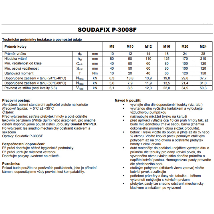 Soudal Soudafix P-300 SF chemická kotva, 300 ml