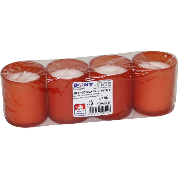 Bony Bedronka svíčka bez víčka, 4 ks