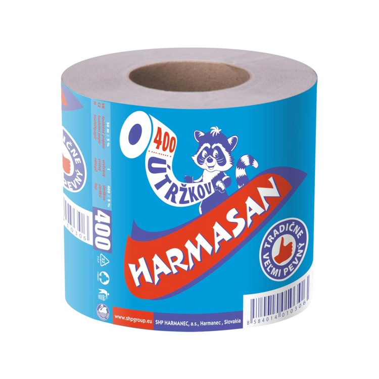 Harmasan 1vrstvý toaletní papír, role 400 útržků, 1 role