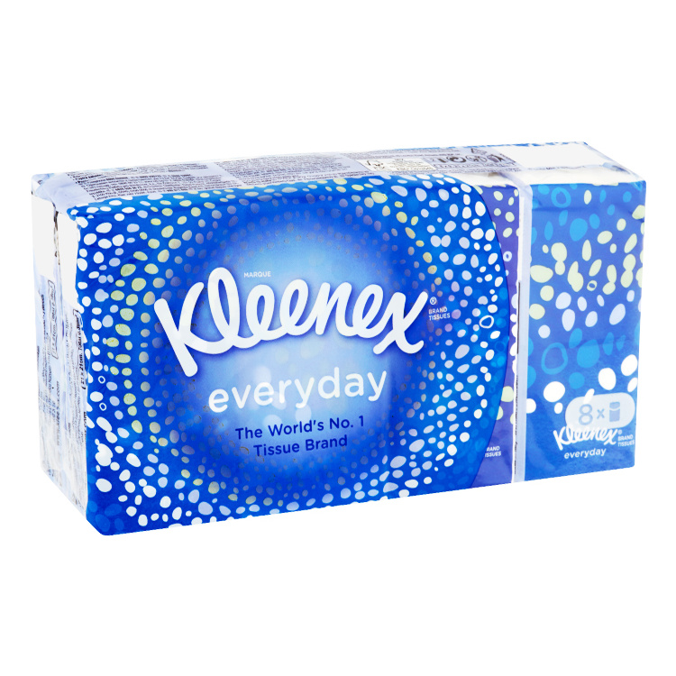 Kleenex 2vrstvé papírové kapesníky Everyday, 8× 9 ks