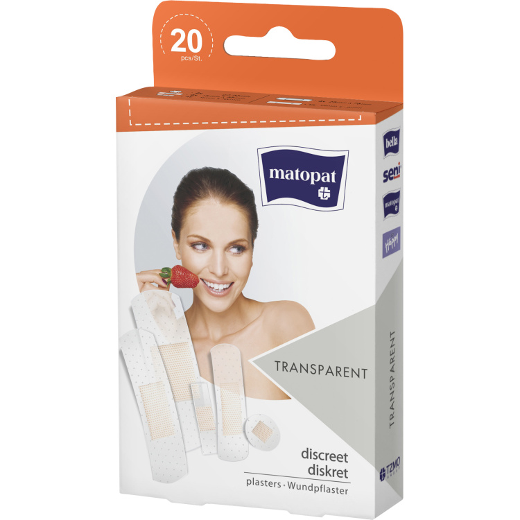 Matopat Transparent náplasti průhledné s polštářkem, 20 ks
