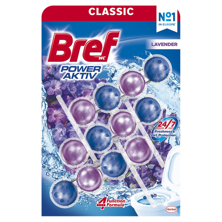 Bref WC Power Aktiv Lavender, WC kuličky, 3 × 50 g