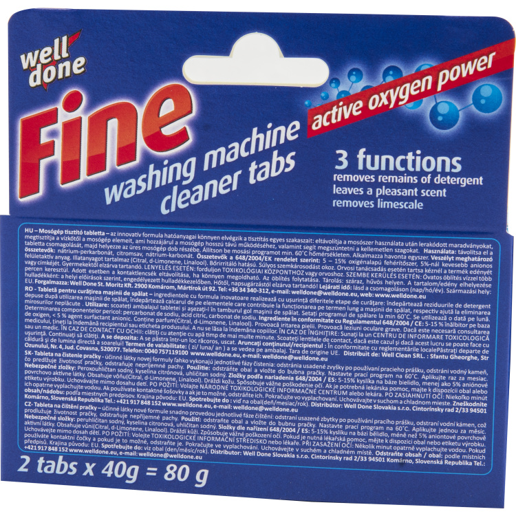 Well Done Fine tablety na čištění pračky 2 x 40 g