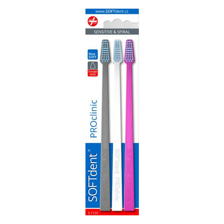 SOFTdent PROclinic zubní kartáček, měkký, balení 3 ks