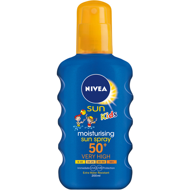 Nivea Sun Kids OF 50+ Protect &amp; Play dětský barevný sprej na opalování, 200 ml