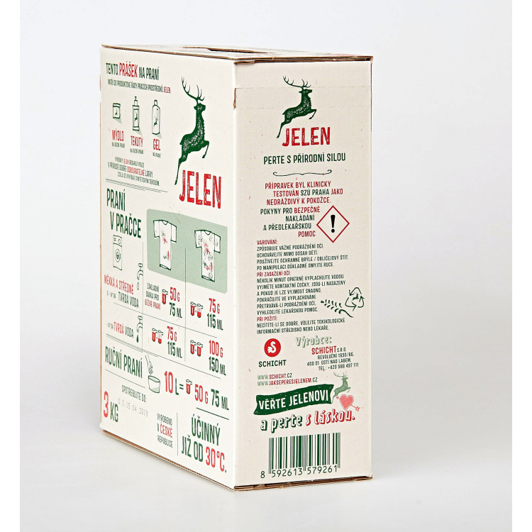 Jelen prací prášek s mýdlovým základem, 60 dávek, 3 kg