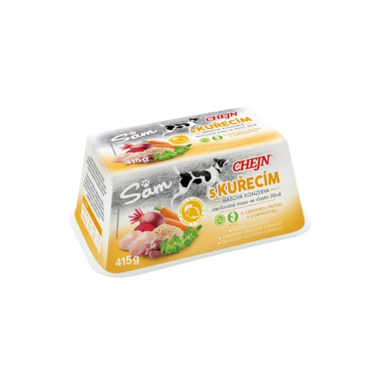 Sam vanička pro psy s kuřecím masem, 97% podíl masa, 415 g