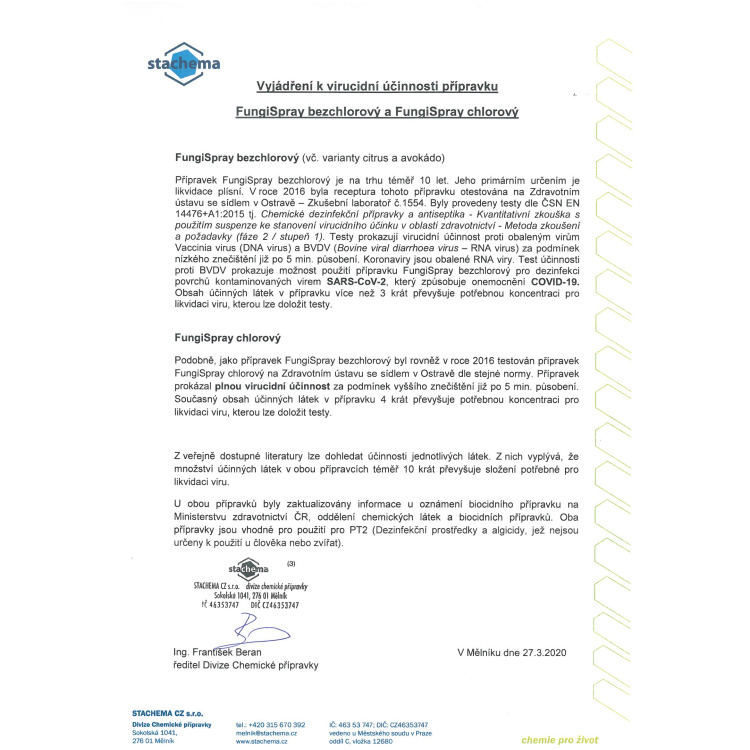 Stachema Fungispray citrón bezchlorový dezinfekční přípravek, 500 ml