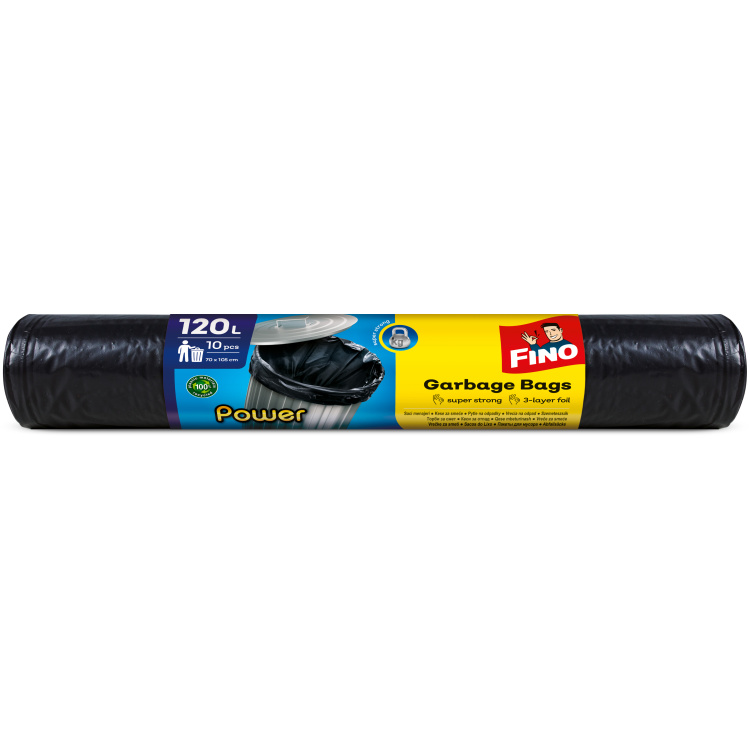 Fino Power pytle na odpad, 40 µ, 77 × 110 cm, 120 l, 10 ks
