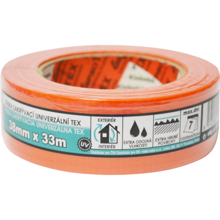 Mako tkaná zakrývací lepicí páska, lepí 7 dní, 38 mm × 33 m