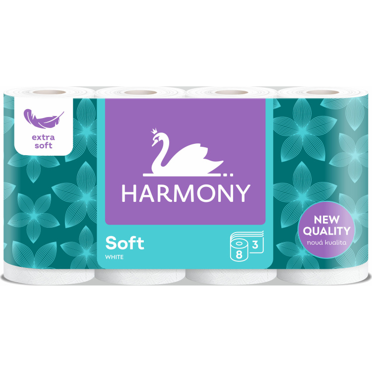 Harmony Soft 3vrstvý toaletní papír, 8 rolí, 17,5 m role