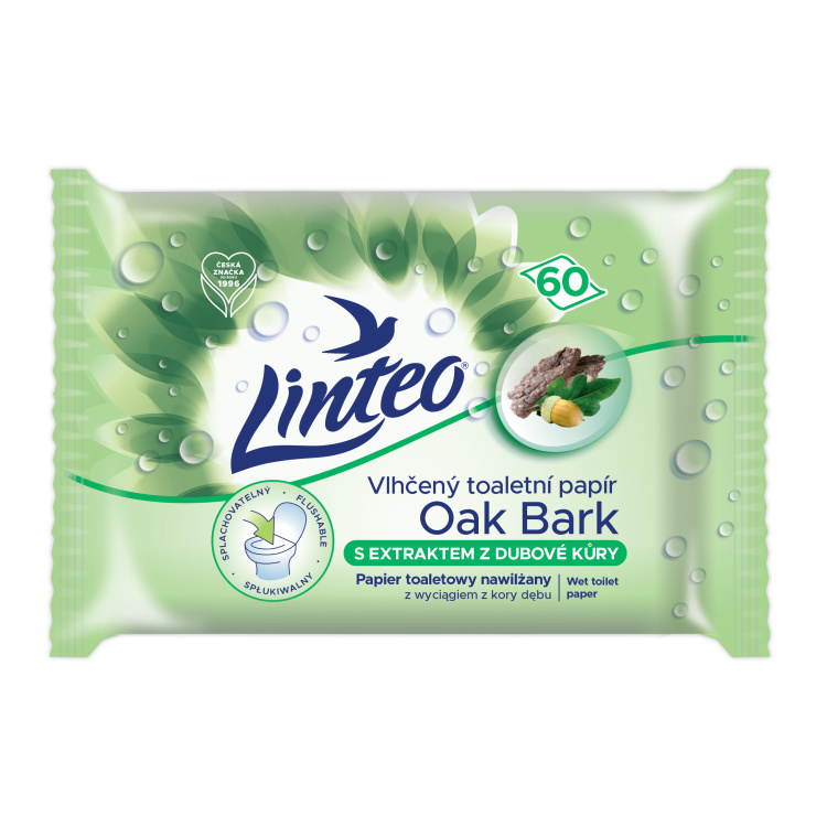 Linteo toaletní papír vlhčený s dubovou kůrou, 60 ks