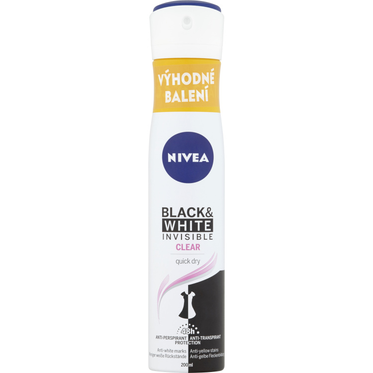 Nivea Black &amp; White Invisible Clear antiperspirant, 200 ml