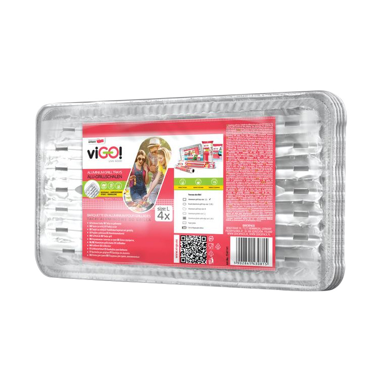 Quickpack viGO grilovací tácky, rozměry 23 × 34 cm, balení 4 kusy