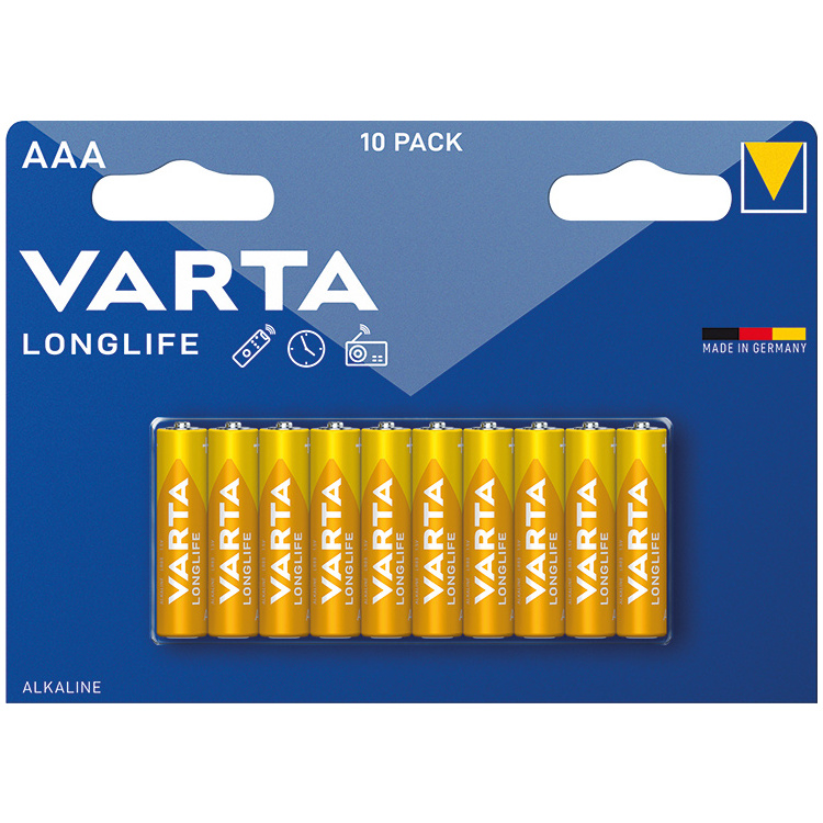 Varta Longlife AAA alkalické baterie, 10 ks