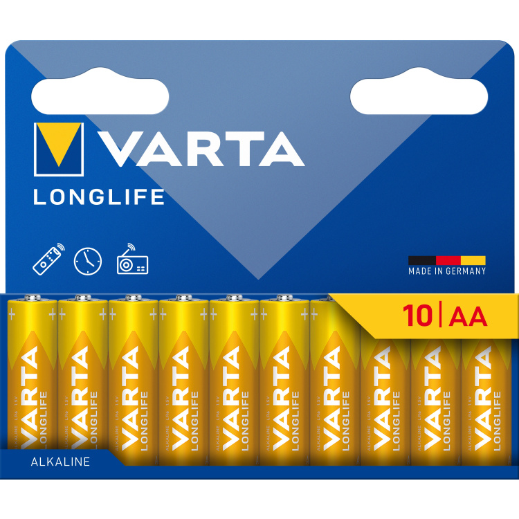 Varta Longlife AA alkalické baterie, 10 ks