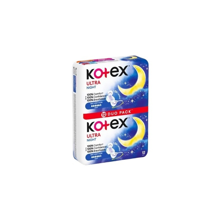 Kotex Ultra Night Duo Pack dámské vložky, 12 ks