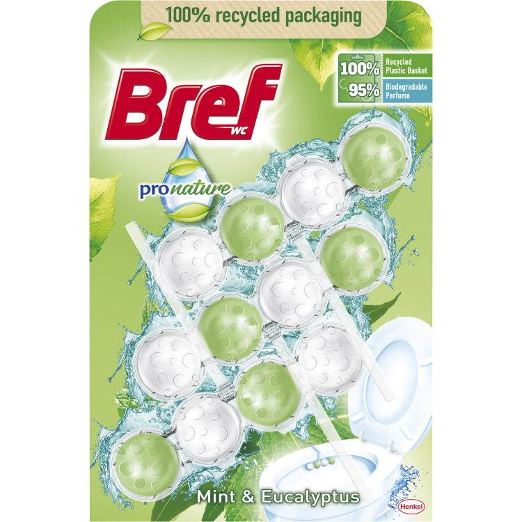Bref WC blok Pro Nature Mint &amp; Eucalyptus, 3× 50 g
