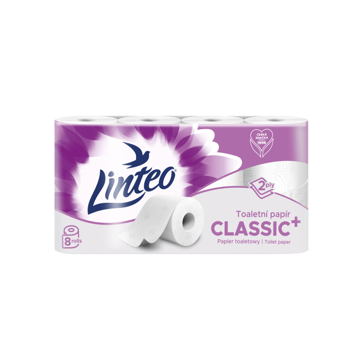 Linteo toaletní papír 2vrstvý, 8 rolí, 17 m role