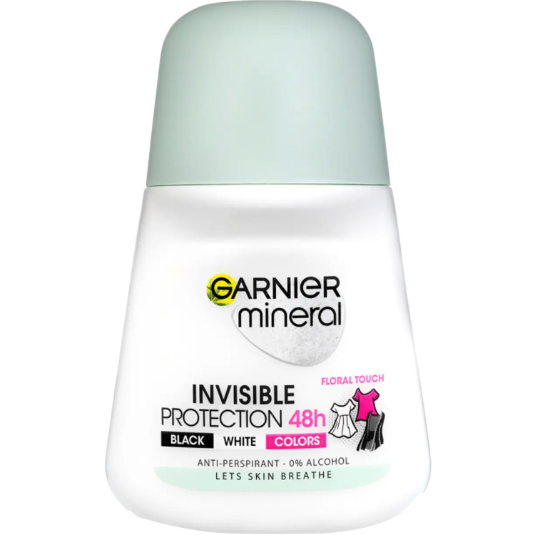 Garnier Mineral Invisible Black &amp; White kuličkový antiperspirant, 50 ml