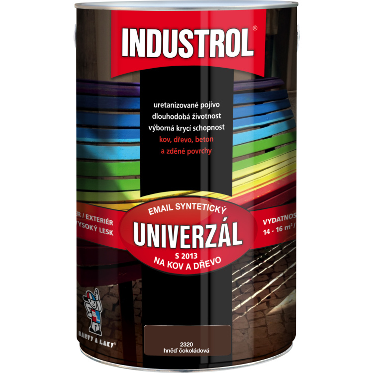 Industrol S2013 univerzál lesk vrchní barva na kov a dřevo, 2430 čokoládová hnědá, 4 l